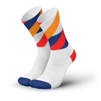 Afbeelding van INCYLENCE 1 paire de chaussettes course pour homme et femme avec légère compression, Boucles blanches oranges Inferno, 35 38 EU
