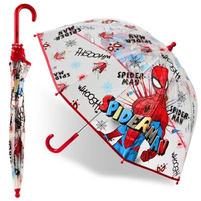 Afbeelding van Marvel Paraplu voor kinderen, jongens, transparante paraplu, bel, officiële accessoires Spiderman Avengers, Multi