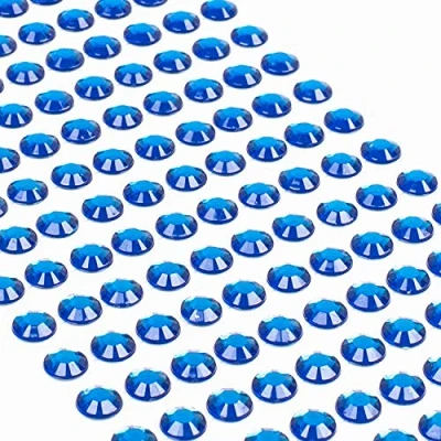 Afbeelding van Movoja 220 stuks strass steentjes, rond, 8 mm, donkerblauw, stickers om te versieren en knutselen, decoratieve stenen op plakken, stenen, donkerblauw
