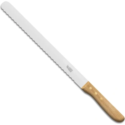 Afbeelding van Robert Herder Brisketmes Broodmes RVS met Golf Lemmet 31.5 cm Heft Eikenhout