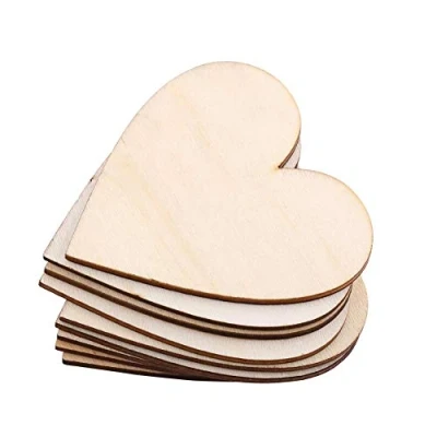 Afbeelding van Blanco houten hartdecoratie voor bruiloft, kunstplaten, knutselen, kaarten maken of decoratie (80 mm 10 stuks)