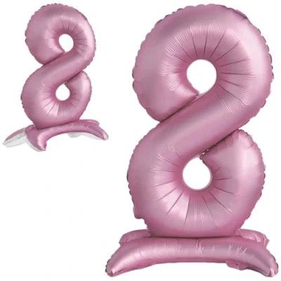 Afbeelding van Ballon 8ème Anniversaire Numéro 8 Rose Debout XXL Géant en Aluminium 82cm Decoration Fille de Deco pour Anniversaire.