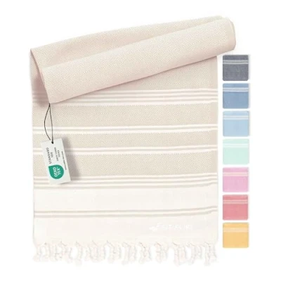 Afbeelding van Hamamdoek van 100% katoen, duurzaam en natuurlijk, saunahanddoek, strandhanddoek, badhanddoek, yogahanddoek, zand, 100 x 200 cm, diamant