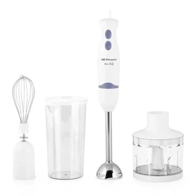 Afbeelding van Orbegozo BT 1320 Handmixer met accessoires voor het fijnmalen, montagestang en maatbeker, 400 watt vermogen, 2 snelheden