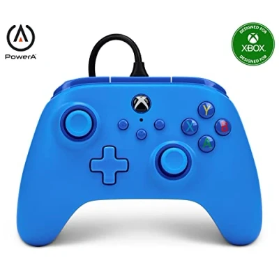 Image de PowerA manette filaire pour Xbox Series XS, de jeu vidéo filaire, X et S, sous licence officielle Xbox, 2 ans garantie fabricant Bleu