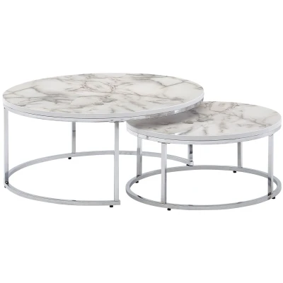 Afbeelding van Sky Style Cherie Salontafel Set Wit/Zilver
