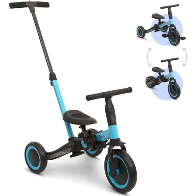 Afbeelding van 4 in 1 Kinderfiets met Duwstang Gio Blauw