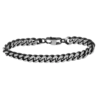 Afbeelding van Lucardi Heren Armband gourmet Zwart Staal Vaderdag Cadeau 19 cm