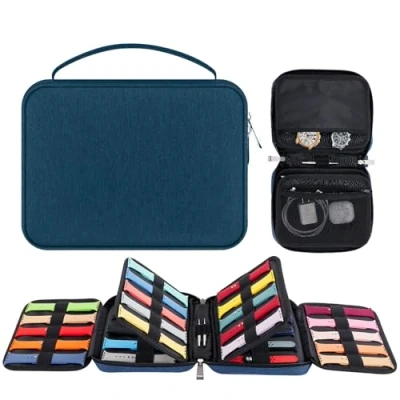 Afbeelding van Enbagold Horlogeband Organizer Tas, Uitbreidbare Opbergtas voor 40 Bandjes, Waterdichte Nylon Horlogebandjes en Horlogebandspelden (Blauw)