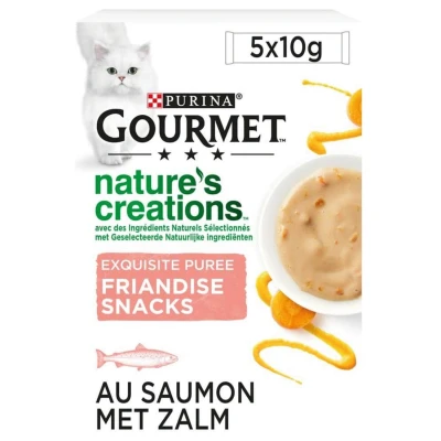 Afbeelding van Gourmet Nature&#039;s Creations Exquisite Puree Kattensnack Zalm Wortel 5x10 g