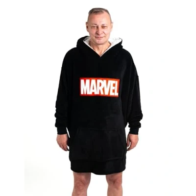 Afbeelding van Marvel Oversize Cozy Hoodie voor Heren Oversized Logo Trui Knuffelige Deken Zwart, zwart.
