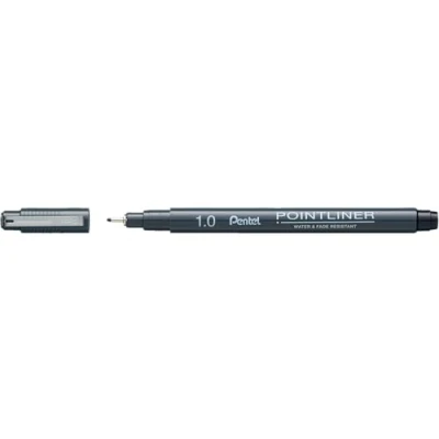 Afbeelding van Pentel Pointliner S20P 10A Fineliner, zwart, waterdicht en lichtbestendig, 1,0 mm