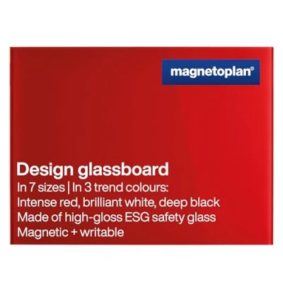 Afbeelding van Magnetoplan Design 13403006 Glazen magneetbord (b x h) 800 mm 600 Rood