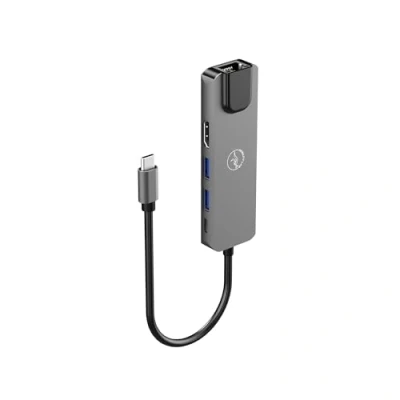 Afbeelding van Mobility Lab 5 in 1 Hub Adapter USB C 100 W Zwart &amp; Grijs