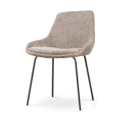 Afbeelding van Nolon Nora Isa Eetkamerstoel Bruin Stof Zwart Onderstel Design Scandinavisch Comfortabel