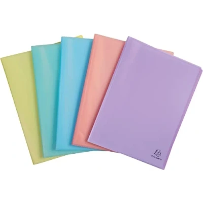 Image de Exacompta Réf. 88470E 1 Protège documents Chromaline Pastel 40 pochettes cristal lisse 80 vues pour A4 dim 24 x 32 cm couverture en polypro recyclé translucide 5 couleurs aléatoires