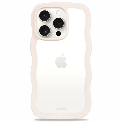 Afbeelding van Holdit Hoesje Geschikt voor iPhone 15 Pro Max Wavy Case Beige
