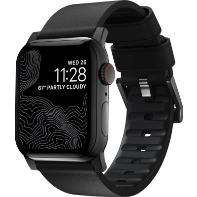 Afbeelding van Nomad modern active leather strap Apple Watch 42mm / 44mm 45mm 49mm zwart NM1A41BNW0