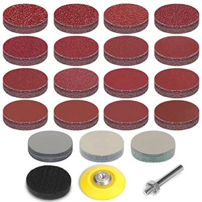 Afbeelding van STEBRUAM 50 mm slijpschijven, 190 stuks met 1 x 6,35 schacht en bufferpad 40/60/80/100/120/150/180/240/320/400/600/800/1000/1200/1500/20000 000 cm /3000 schuurpads korrel 5000/7000 voor boormachine