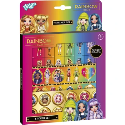 Afbeelding van Rainbow High MGA stickers 3 stickervellen en speelachtergrond Totum sticker set