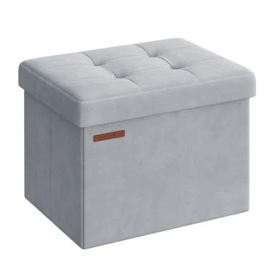 Afbeelding van SONGMICS LSF200G02 zitzak, kleine opvouwbare 31 x 41 cm, opbergbox, belastbaar tot 130 kg, voor woonkamer, slaapkamer, slaapzaal, duifgrijs