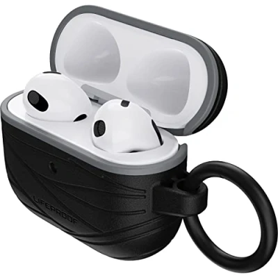 Afbeelding van LifeProof voor Apple AirPods 3rd gen, stijlvolle oorschelp beschermhoes gemaakt van gerecycled plastic uit de oceaan, zwart