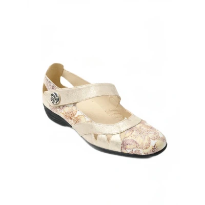 Afbeelding van Brede leren ballerina&#039;s met klittenbandsluiting