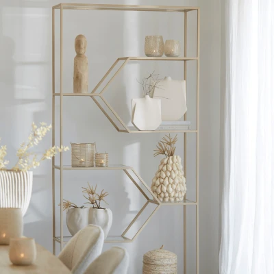 Afbeelding van Aino kast open 100x34x214 cm glas/crème