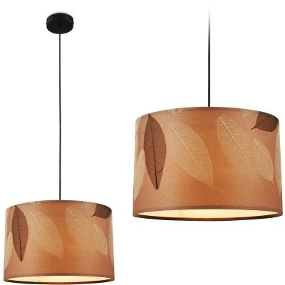 Afbeelding van Hanglamp Mata, 1 lamp, bruin, stof, Ø 35 cm