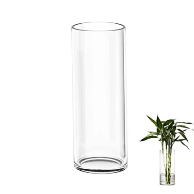 Afbeelding van 30 cm glazen vaas, grote heldere rond, smalle bloemenvaas, cilindrisch vaas voor orchideeën, rozen, tulpen, pampasgras, tafeldecoratie, kaars enz