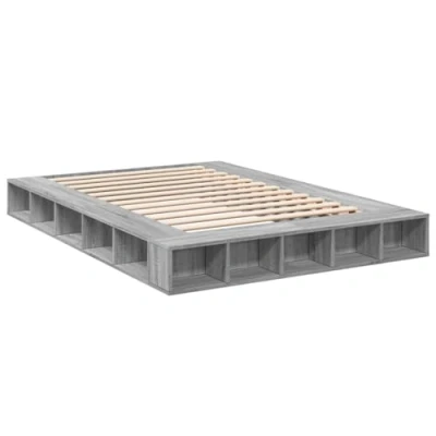 Image de vidaXL Cadre de lit sonoma gris 140x200 cm bois d&#039;ingénierie