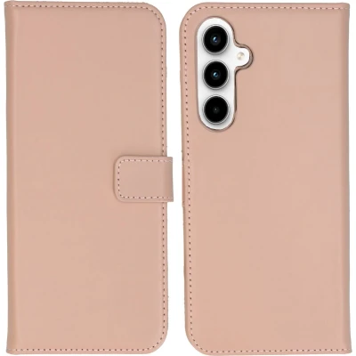 Afbeelding van Selencia Hoesje Geschikt voor Samsung Galaxy A55 Met Pasjeshouder Echt Lederen Bookcase roze