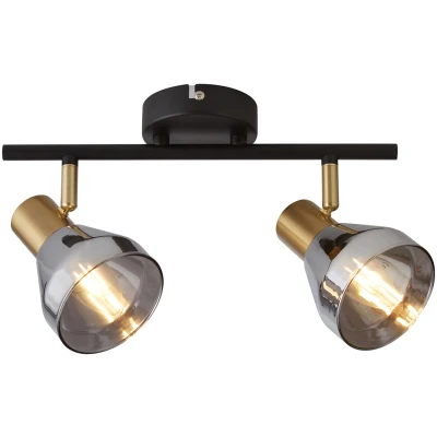 Afbeelding van Searchlight Westminster Opbouwspot 2L 39 X 17 20 Cm Zwart, Satijn Messing En Gerookt Glas