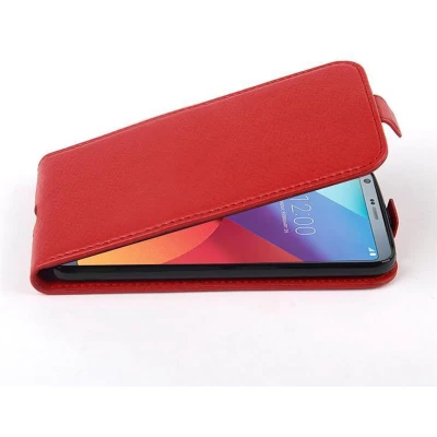 Afbeelding van Cadorabo Hoesje geschikt voor LG G6 in INFERNO ROOD Beschermhoes flip design Case Cover van getextureerd imitatieleer