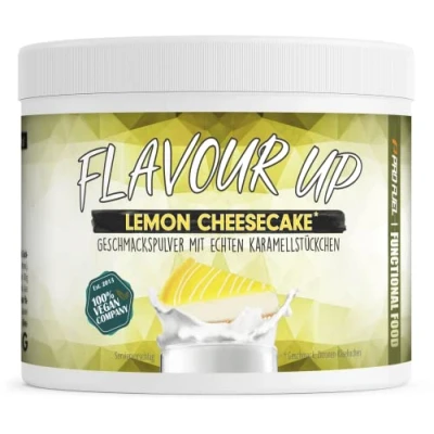 Afbeelding van Cheescake citroensmaakpoeder 250 g heerlijke smaak en zachtheid slechts 11 kcal per portie veelzijdig inzetbaar voor levensmiddelen dranken gearomatiseerd poeder Flavour Up