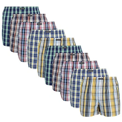 Image de Lower East Boxer américain pour homme en 100% coton : lot de nombreuses couleurs, Grands carreaux, XXL