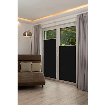Afbeelding van K home 872765 21 Klemmfix plisségordijn, lichtbescherming, moderne crushed look, antraciet , 55 x 130 cm (b l)