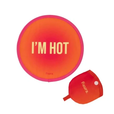 Afbeelding van Fisura Opvouwbare ronde waaier &quot;Hot&quot;. Originele handventilator. frisbee. 1 stuk. Draagbare voor feestjes. Afmetingen: 20 centimeter, Heet, stuk