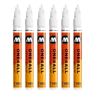 Afbeelding van Molotow MO127102 ONE4ALL 127HS EF Marker, wit, 6 stuks