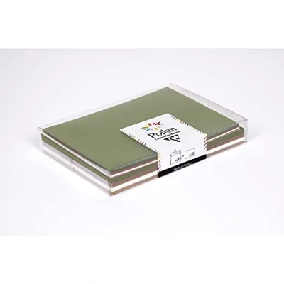 Afbeelding van Clairefontaine 20916C Set van 20 enveloppen + kerstkaarten, polarfleece formaat C6 (11,4 x 16,2 cm) kaarten 11 15,5 cm pollen thema Kerstmis natuur 4 kleuren
