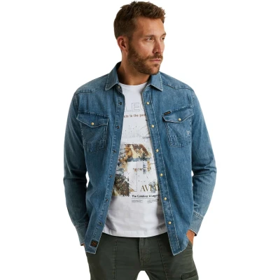Afbeelding van PME Legend Overhemd Denim Regular Fit Blauwe jeans 2XL