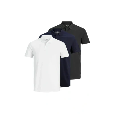 Afbeelding van JACK&amp;JONES JJEBASIC POLO SS 3PK MP NOOS Heren Poloshirt Navy Blazer W. White+Black