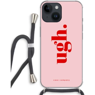Afbeelding van Case Company® hoesje met Koord geschikt voor iPhone 14 Ugh Telefoonhoesje Zwart Extra Bescherming aan alle Kanten en Over de Schermrand