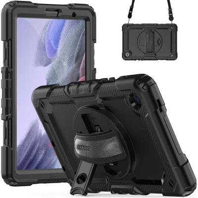 Afbeelding van Accezz Tablet Hoes Geschikt voor Samsung Galaxy Tab A7 Lite Rugged Backcover Shoulder Strap Zwart