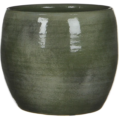 Afbeelding van Mica Decorations lester ronde bloempot groen maat in cm: 18 x 20