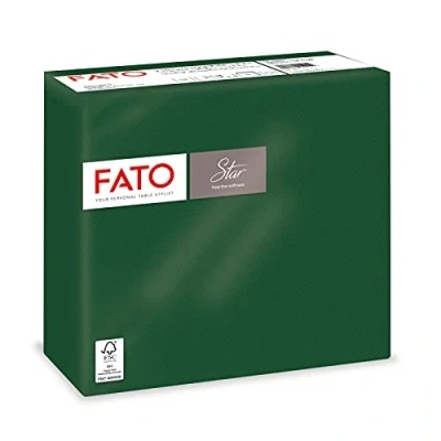Afbeelding van Fato 40 servetten, wegwerpbaar, ultrazacht, afmetingen 38 x 38, in 4 gevouwen en 2 lagen, kleur bosgroen, 100% zuivere cellulose, FSC gecertificeerd