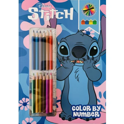 Afbeelding van disney Stitch kleuren op nummer Kleurboek met potloden Lilo en knutselen meisjes Kleurpotloden