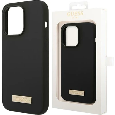 Afbeelding van Guess GUHMP13LSPLK iPhone 13 Pro / 6.1 zwart/zwart harde hoes Siliconen logoplaat MagSafe