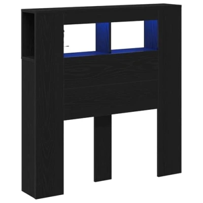 Afbeelding van vidaXL LED Hoofdbord Zwart eiken Engineered hout 100 cm