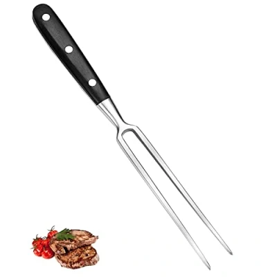 Afbeelding van barbecue, lang, gesmeed, professionele vleesvork, worstvork, snijvork, grillvork voor keuken, gebraden kalkoen, feest